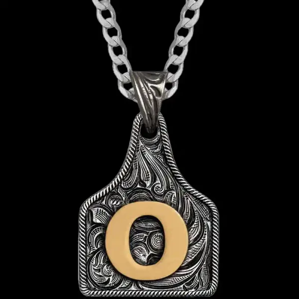 Medium Initial Cow Tag Necklace 